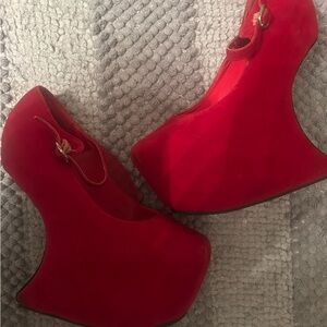Elegant Red Women's Wedge Shoes